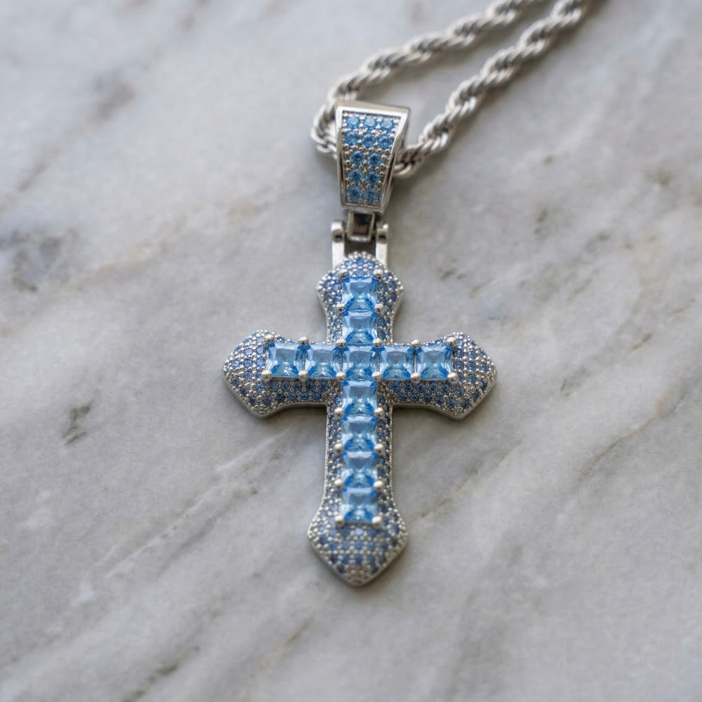 Icy Cross Chain - ice blue