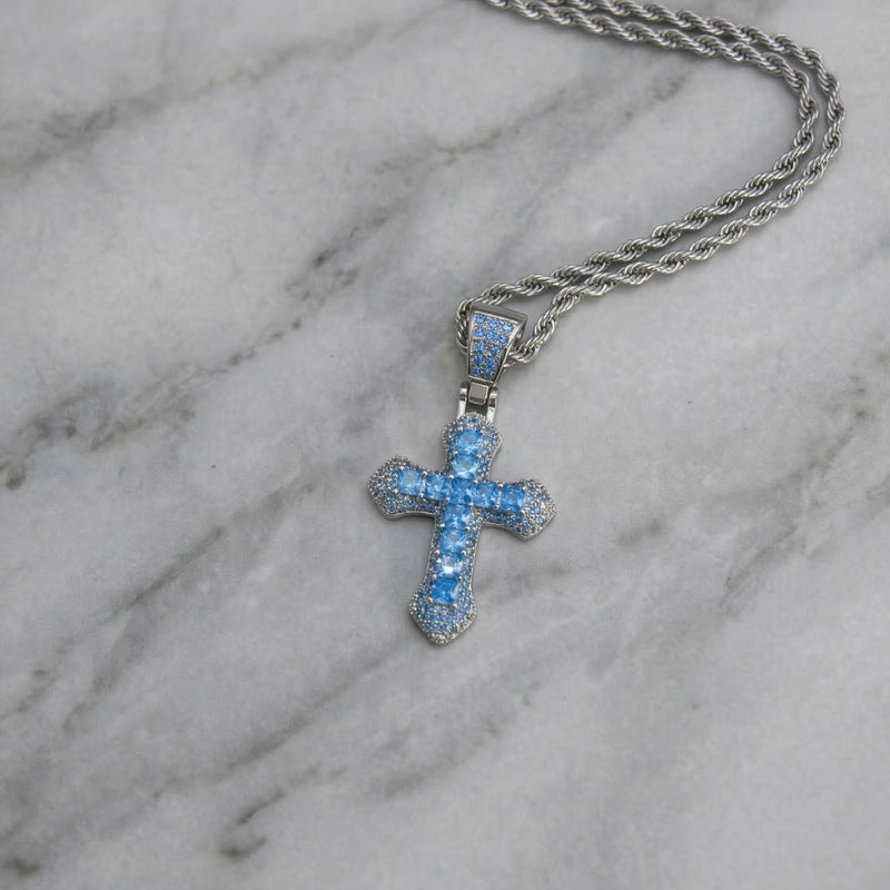 Icy Cross Chain - ice blue